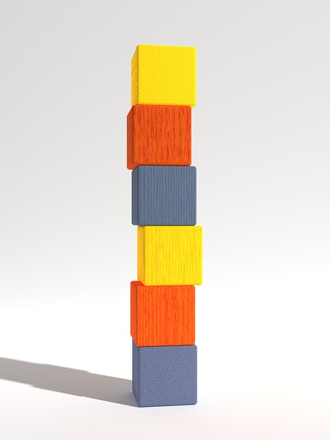 Stack of coloured wooden blocks